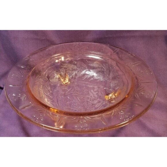 1930s Pink Depression Glass ROSE & THORNS 3-Footed Serving Bowl Excellent V. C. - Picture 2 of 2